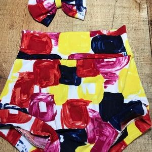 6/9 months bummies with matching hair bow